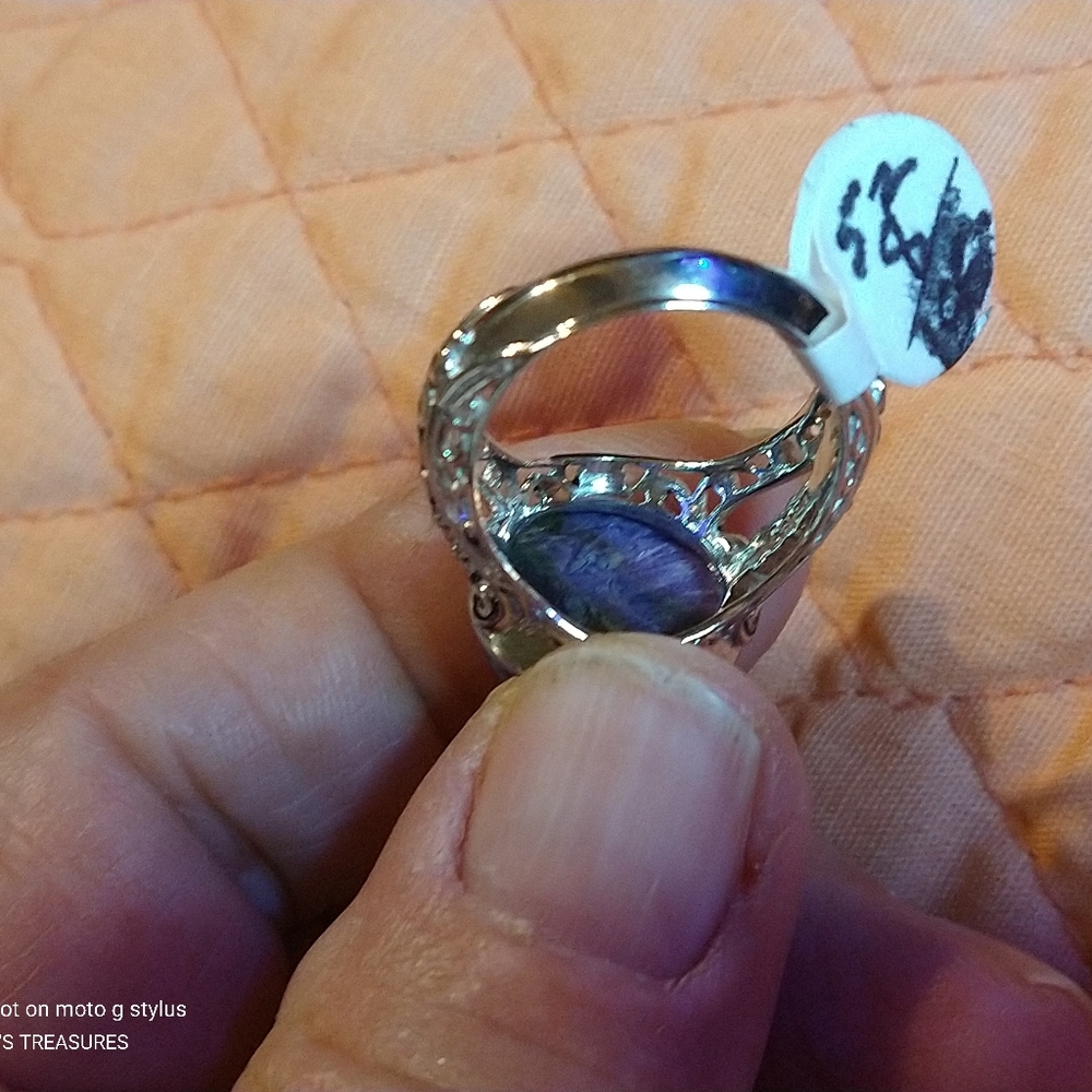 🛑 LOWEST PRICE AVAILABLE🛑 CHAROLITE- STONE OPEN FILIGREE STERLING RING. - Picture 8 of 8